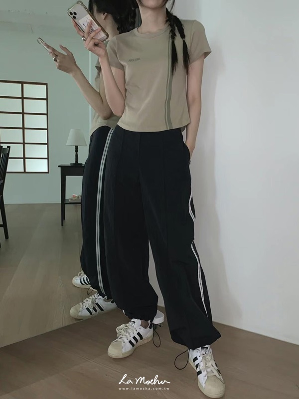 口袋車線尼龍褲
